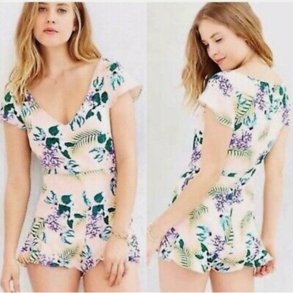 For Love & Lemons Tropical Floral Ruffle Romper/ Jumpsuit - Size S